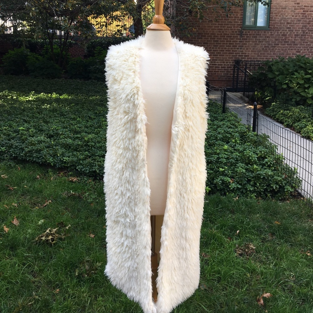 Forever 21 Cream Fuzzy Coat